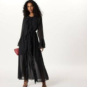 THE DROP Black Ruffle Sheer Layered Maxi Dress, NWT! Size 3X